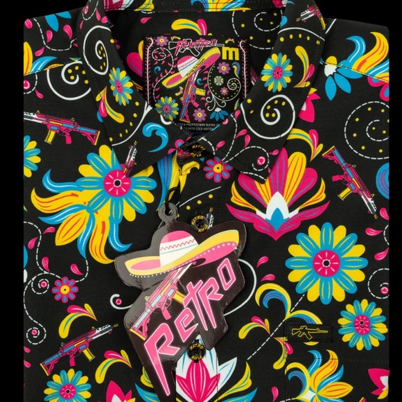 Retro Rifle Men's Full Button Down - Flores De Mayo - Picture 5 of 5